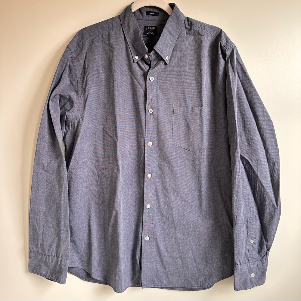 J.Crew Men's Button-Down Dress Shirt Long Sleeve Blue Size XL Classic
